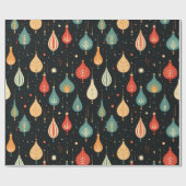 ミッドセンチュリーヴィンテージクリスマスオーナメントホリデイ ラッピングペーパー (フラット)