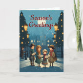 ミッドセンチュリーヴィンテージクリスマスカロラーズレトロ シーズンカード (正面)