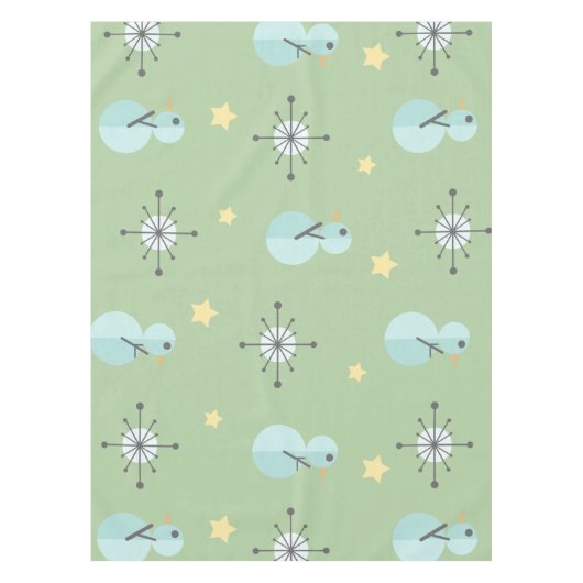 ミッドセンチュリーヴィンテージクリスマス雪だるま テーブルクロス (正面)