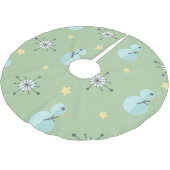 ミッドセンチュリーヴィンテージクリスマス雪だるま ブラッシュドポリエステルツリースカート (アングル)