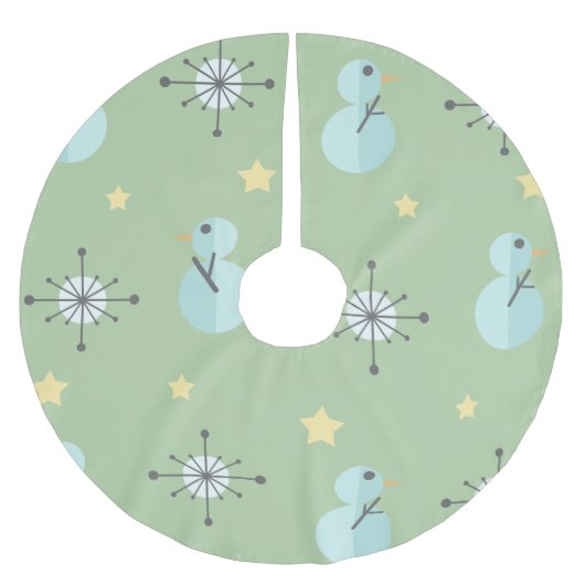 ミッドセンチュリーヴィンテージクリスマス雪だるま ブラッシュドポリエステルツリースカート (正面)