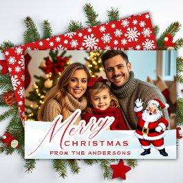 ミッドセンチュリーヴィンテージサンタin雪のクリスマスフォト シーズンカード