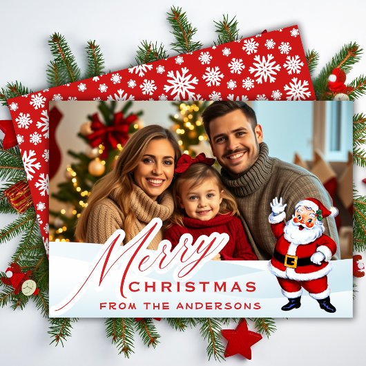 ミッドセンチュリーヴィンテージサンタin雪のクリスマスフォト シーズンカード