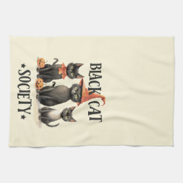 ミッドセンチュリーヴィンテージスタイルブラックキャットソサエティ キッチンタオル