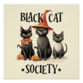 ミッドセンチュリーヴィンテージスタイルブラックキャットソサエティ ポスター (正面)