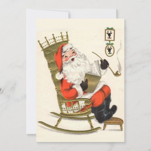 ミッドセンチュリーヴィンテージロッキングサンタカスタムクリスマス シーズンカード (正面)