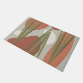 ミッドセンチュリーヴィンテージ抽象芸術植物と岩 ドアマット (アングル)