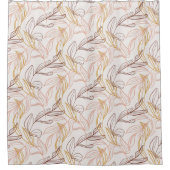 ミッドセンチュリーヴィンテージ秋テラコッタフローラリーフ シャワーカーテン (正面)