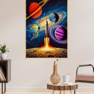 ミッドセンチュリーヴィンテージSF宇宙トラベルイラストレティ ポスター