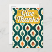 ミッドセンチュリー与え感謝していレトロハッピーサンクスギビング シーズンポストカード (正面/裏面)