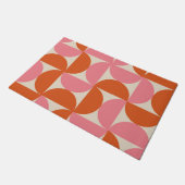 ミッドセンチュリー半円ピンクとオレンジ ドアマット (アングル)