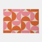 ミッドセンチュリー半円ピンクとオレンジ ドアマット (正面)