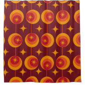 ミッドセンチュリー原子スターバストオンレトロサークル シャワーカーテン (正面)