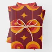 ミッドセンチュリー原子スターバストオンレトロサークル ラッピングペーパーシート (インサイチュ)