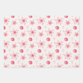 ミッドセンチュリー原子スターバストパターンピンク、緑 ラッピングペーパーシート (正面2)