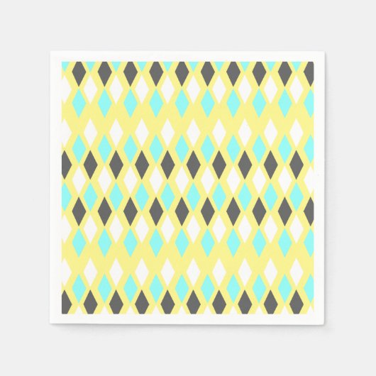 ミッドセンチュリー原子ダイヤモンドが黄色 スタンダードカクテルナプキン (正面)