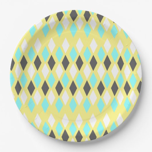 ミッドセンチュリー原子ダイヤモンドが黄色 ペーパープレート (正面)