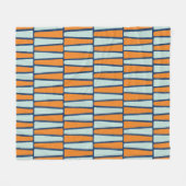 ミッドセンチュリー原子ブロック，アクア，オレンジ，青 フリースブランケット (正面(横))