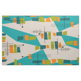 ミッドセンチュリー原子モダンティール（緑がかった色）抽象芸術 ファブリック