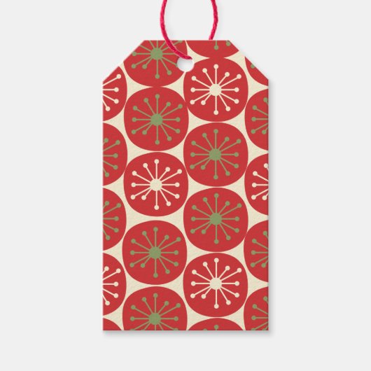 ミッドセンチュリー原子モダンドットレトロクリスマス ギフトタグ (正面)