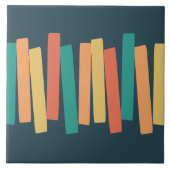 ミッドセンチュリー原子モダンブロックファンキーティール(緑がかった色)オレンジ タイル (正面)