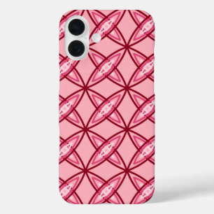 ミッドセンチュリー原子モダンプリント – バレエピンク iPhone 16 PLUSケース