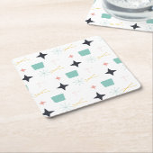 ミッドセンチュリー原子モダン星 スクエアペーパーコースター (アングル)