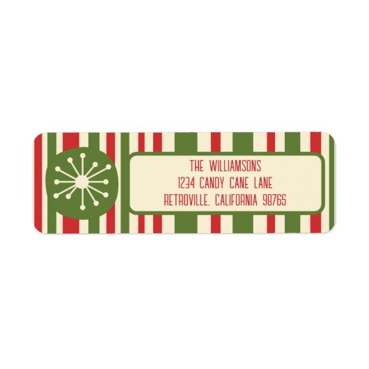 ミッドセンチュリー原子モダン点レトロクリスマス ラベル (正面)