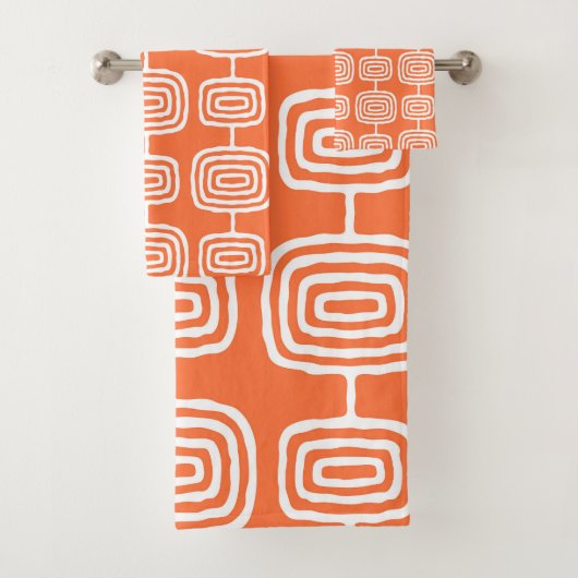 ミッドセンチュリー原子リングや輪抽象芸術パターン バスタオルセット (インサイチュ)