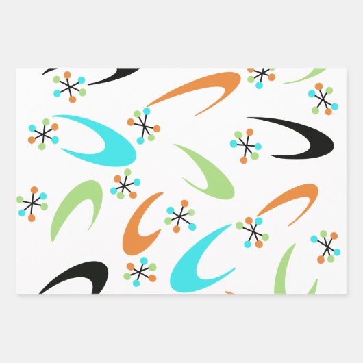 ミッドセンチュリー原子包み紙 ラッピングペーパーシート (正面)