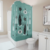 ミッドセンチュリー原子子猫クリスマス©studioxtine シャワーカーテン (インサイチュ)