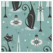 ミッドセンチュリー原子子猫クリスマス©studioxtine ファブリック (クローズアップ)