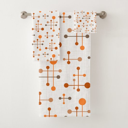 ミッドセンチュリー原子年齢パターン36オレンジ、茶色 バスタオルセット (インサイチュ)