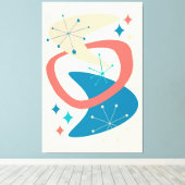 ミッドセンチュリー原子時代7黄色、青、桃 キャンバスプリント (インサイチュ (ウッドフロア))