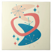 ミッドセンチュリー原子時代7黄色、青、桃 タイル (正面)