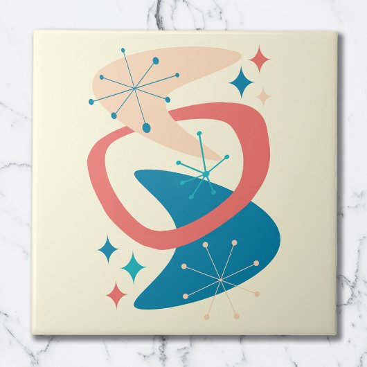 ミッドセンチュリー原子時代7黄色、青、桃 タイル