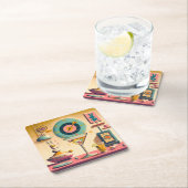 ミッドセンチュリー原子未来的ウサギのマルティーニ スクエアペーパーコースター (インサイチュ)