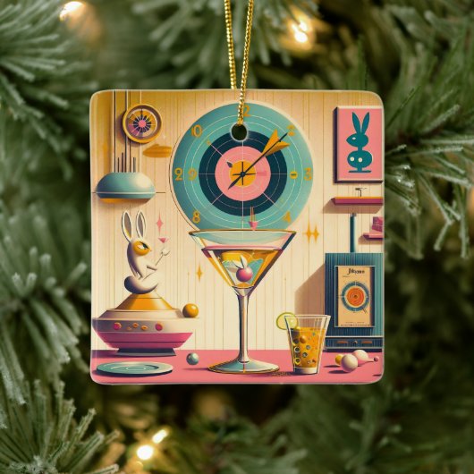 ミッドセンチュリー原子未来的ウサギのマルティーニ セラミックオーナメント (ツリー)