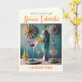ミッドセンチュリー原子未来的カクテルタイム カード (黄色い花)
