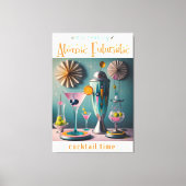 ミッドセンチュリー原子未来的カクテルタイム キャンバスプリント (正面)