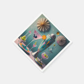 ミッドセンチュリー原子未来的カクテルタイム スタンダードカクテルナプキン (角)