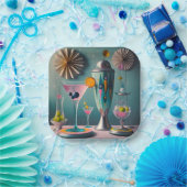 ミッドセンチュリー原子未来的カクテルタイム ペーパープレート (パーティー)