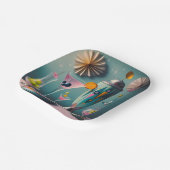 ミッドセンチュリー原子未来的カクテルタイム ペーパープレート (傾斜あり)