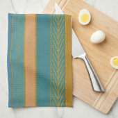 ミッドセンチュリー原子未来的ストライププリント キッチンタオル (四つ折り)