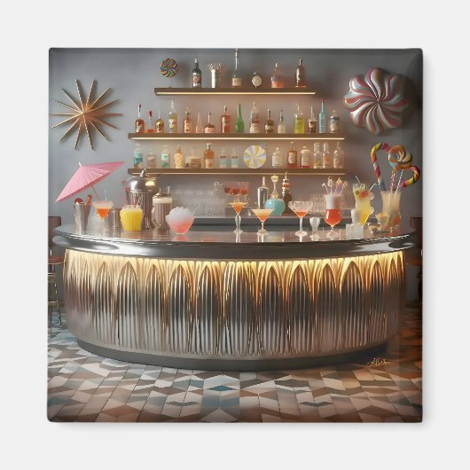 ミッドセンチュリー原子未来的パーティーバー マグネット (正面)