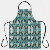 ミッドセンチュリー原子滴青い緑パターン エプロン (正面)
