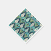 ミッドセンチュリー原子滴青い緑パターン スタンダードカクテルナプキン (角)