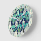 ミッドセンチュリー原子滴青い緑パターン ラウンド壁時計 (傾斜)