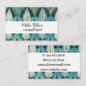 ミッドセンチュリー原子滴青い緑パターン 名刺 (正面/裏面)