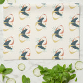 ミッドセンチュリー原子炭オレンジイエロー キッチンタオル (折り畳み)